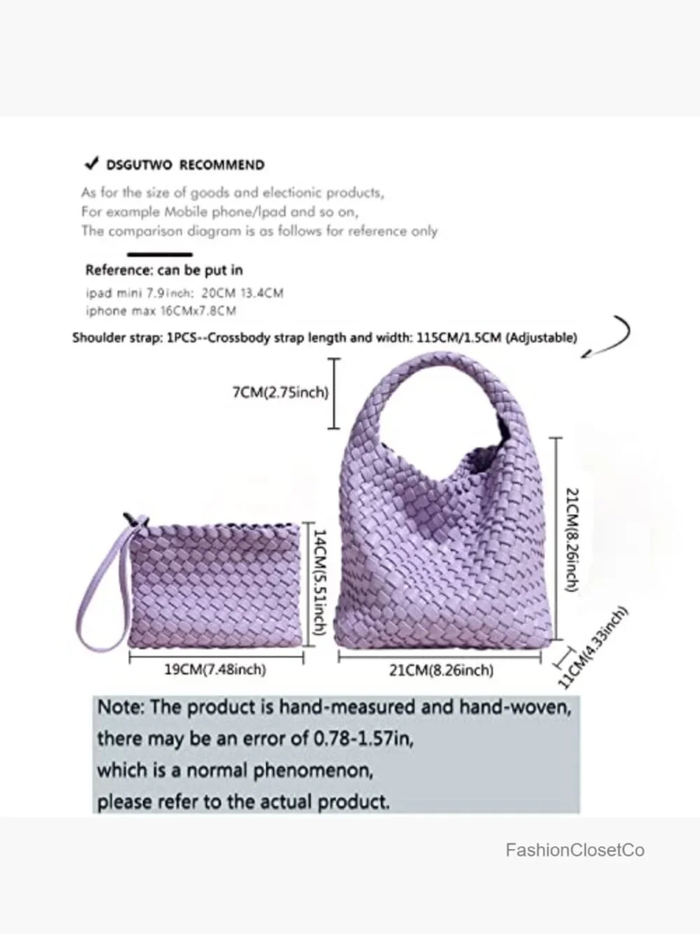 Handmade Woven Vegan Leather Hobo Crossbody Tote Bag